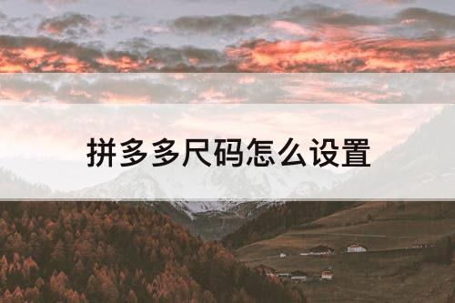 拼多多尺码怎么设置