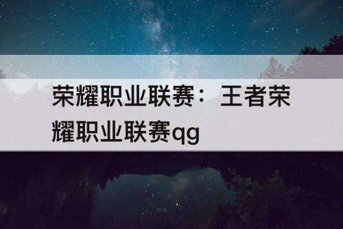 荣耀职业联赛:王者荣耀职业联赛qg