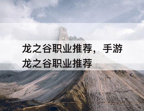 龙之谷职业推荐,手游龙之谷职业推荐