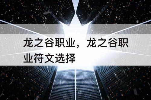 龙之谷职业,龙之谷职业符文选择