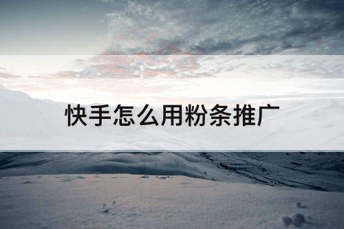 快手怎么用粉条推广