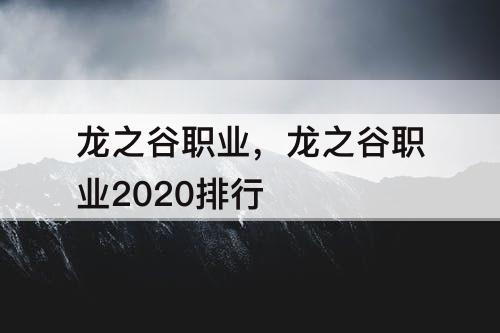 龙之谷职业,龙之谷职业2020排行