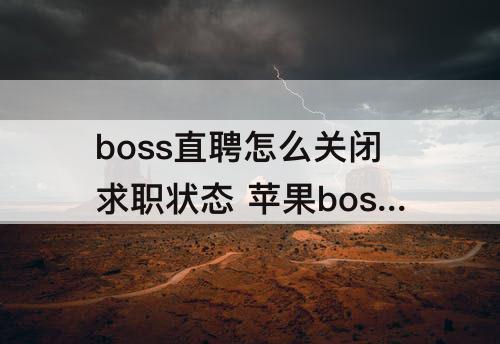boss直聘怎么关闭求职状态 苹果boss直聘怎么关闭求职状态