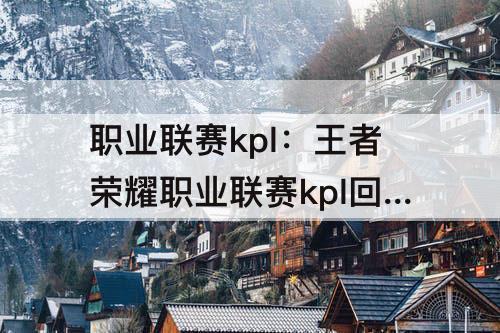 职业联赛kpl：王者荣耀职业联赛kpl回放