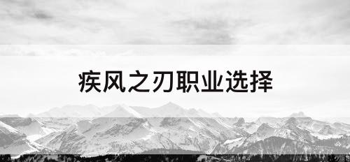 疾风之刃职业选择
