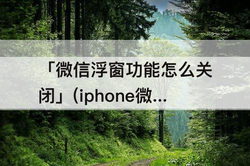 「微信浮窗功能怎么关闭」(iphone微信浮窗功能怎么关闭)