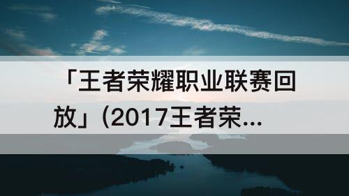 「王者荣耀职业联赛回放」(2017王者荣耀职业联赛回放)