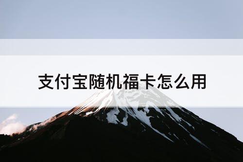 支付宝随机福卡怎么用