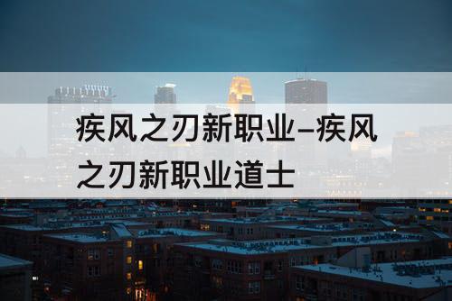 疾风之刃新职业-疾风之刃新职业道士