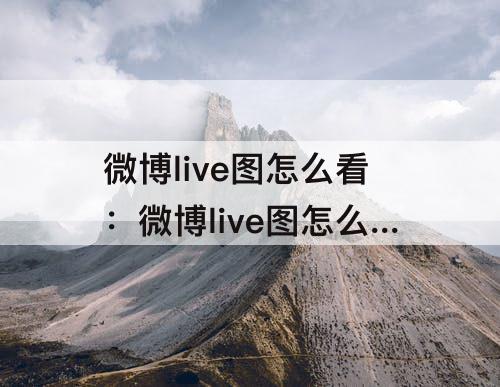 微博live图怎么看:微博live图怎么看访客