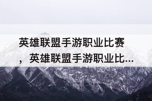 英雄联盟手游职业比赛,英雄联盟手游职业比赛视频
