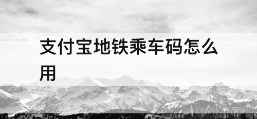 支付宝地铁乘车码怎么用
