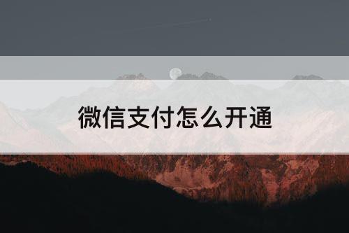 微信支付怎么开通