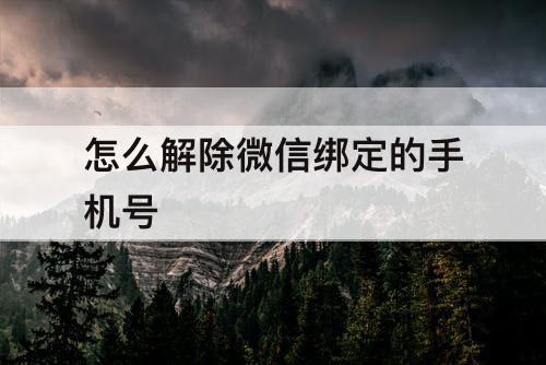 怎么解除微信绑定的手机号