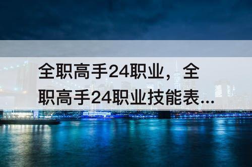 全职高手24职业,全职高手24职业技能表介绍