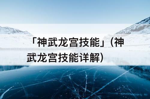 「神武龙宫技能」(神武龙宫技能详解)