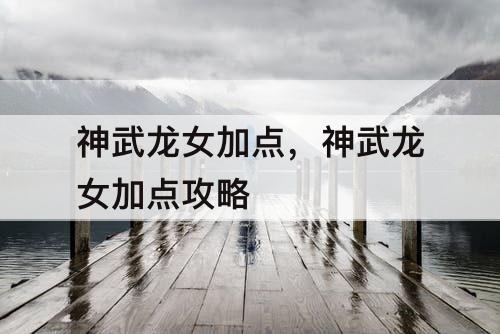 神武龙女加点,神武龙女加点攻略