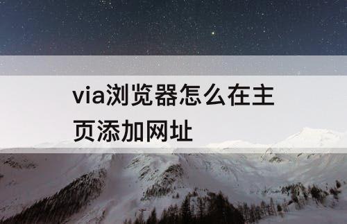 via浏览器怎么在主页添加网址