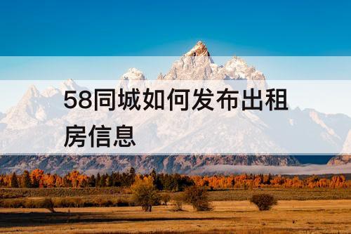 58同城如何发布出租房信息