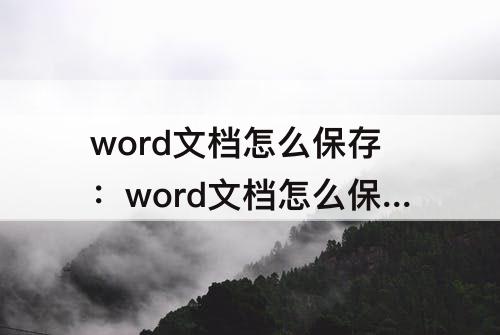 word文档怎么保存：word文档怎么保存为docx格式