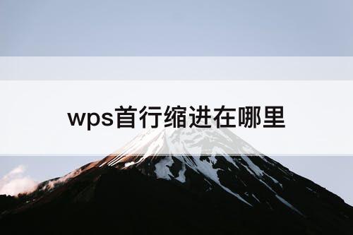 wps首行缩进在哪里