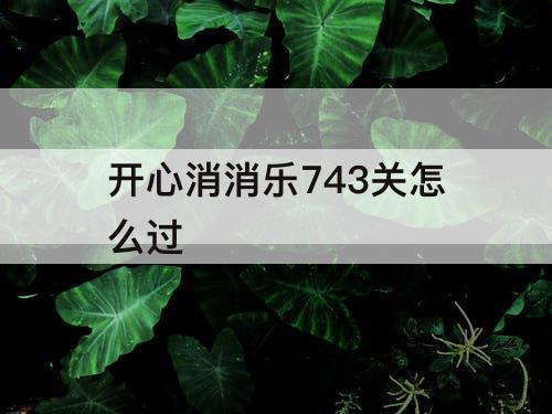 开心消消乐743关怎么过