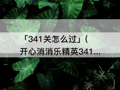 「341关怎么过」(开心消消乐精英341关怎么过关)