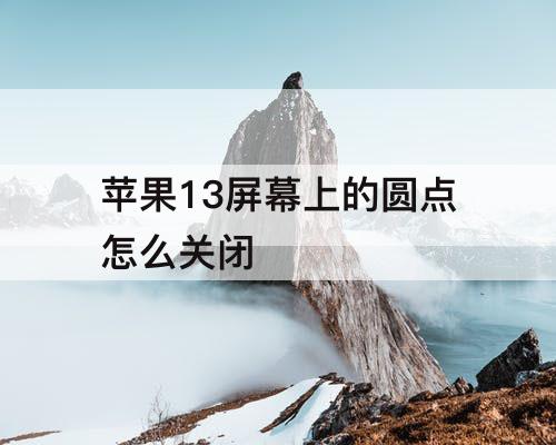 苹果13屏幕上的圆点怎么关闭