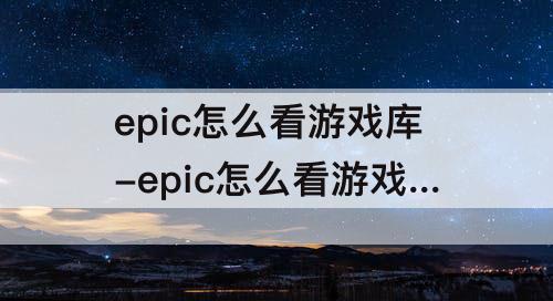 epic怎么看游戏库-epic怎么看游戏库总价值