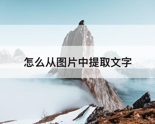 怎么从图片中提取文字