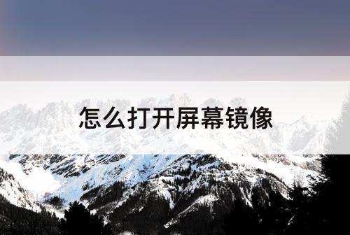 怎么打开屏幕镜像