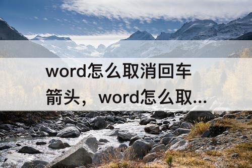 word怎么取消回车箭头，word怎么取消回车箭头快捷键