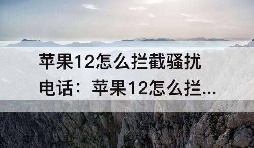 苹果12怎么拦截骚扰电话：苹果12怎么拦截骚扰电话和信息