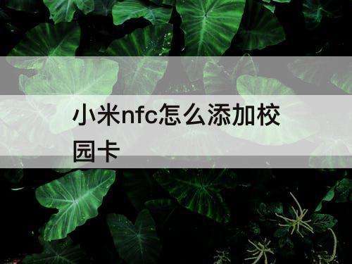 小米nfc怎么添加校园卡