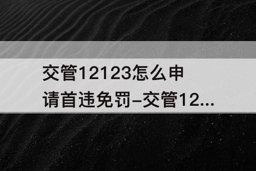 交管12123怎么申请首违免罚-交管12123怎么申请首违免罚原因