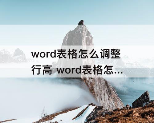 word表格怎么调整行高 word表格怎么调整行高列宽