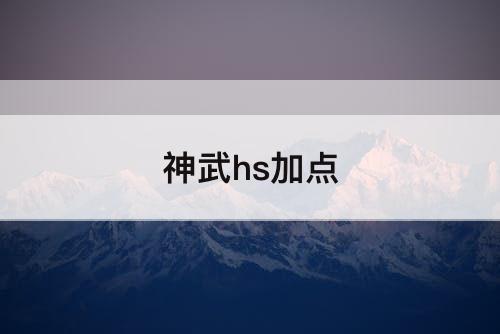 神武hs加点
