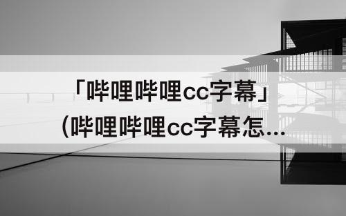 「哔哩哔哩cc字幕」(哔哩哔哩cc字幕怎么开)