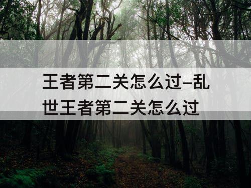 王者第二关怎么过-乱世王者第二关怎么过