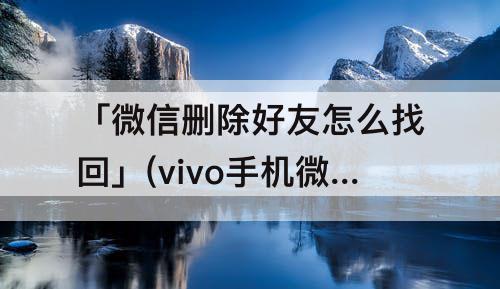 「微信删除好友怎么找回」(vivo手机微信删除好友怎么找回来)