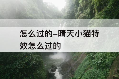 怎么过的-晴天小猫特效怎么过的