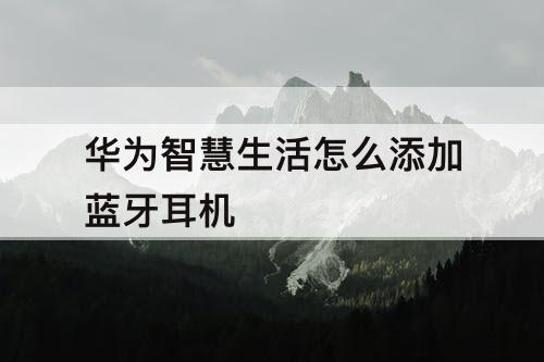 华为智慧生活怎么添加蓝牙耳机