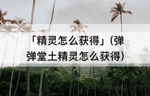 「精灵怎么获得」(弹弹堂土精灵怎么获得)