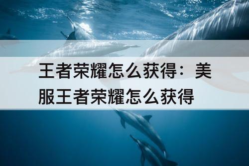 王者荣耀怎么获得：美服王者荣耀怎么获得