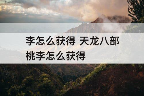李怎么获得 天龙八部桃李怎么获得