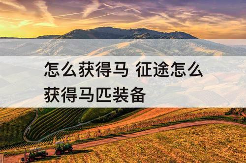 怎么获得马 征途怎么获得马匹装备