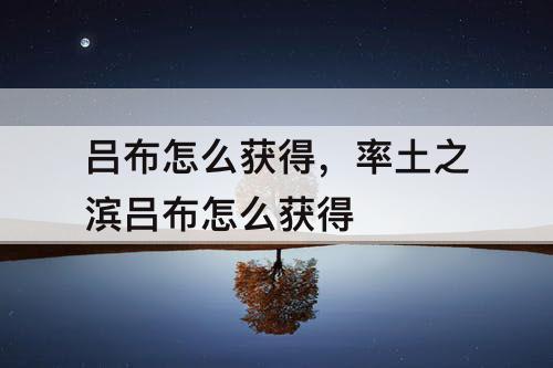吕布怎么获得，率土之滨吕布怎么获得