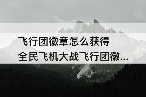 飞行团徽章怎么获得 全民飞机大战飞行团徽章怎么获得