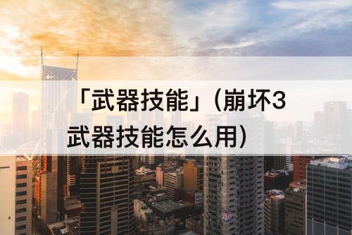 「武器技能」(崩坏3武器技能怎么用)