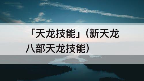「天龙技能」(新天龙八部天龙技能)
